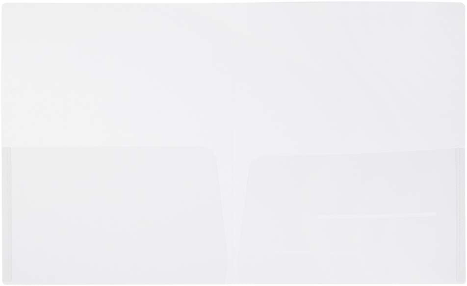 JAM PAPER Plastic Light Weight Flexible Two Pocket Presentation Folder - Clear - 108/pack