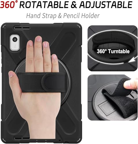 Coque Lenovo Tab M9 robuste anti-chute DreamerX noire avec support pivotant - 4