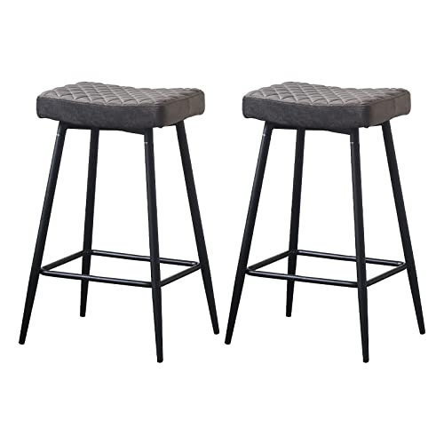 JaHECOME 2er-Set Samt Barhocker mit Fußstütze und Metallgestell für Bar...