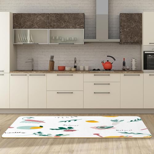 Alfombrillas de cocina antideslizantes y lavables con diseño vegetal VAPOKF 3