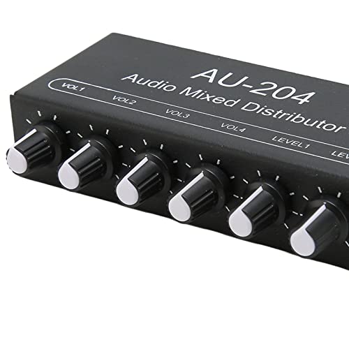 Misturador de sinal de som estéreo, liga de alumínio 2 em 4 saídas preto DC 5-15 V amplificador de f