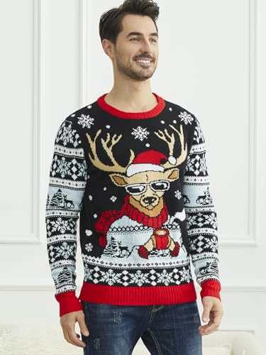 YIJIU Men's Ugly Christmas Sweater Long Sleeve Crew Neck Knitted Sweaters Xmas Holiday Funny Pullover Knitwear Tops - Image 7