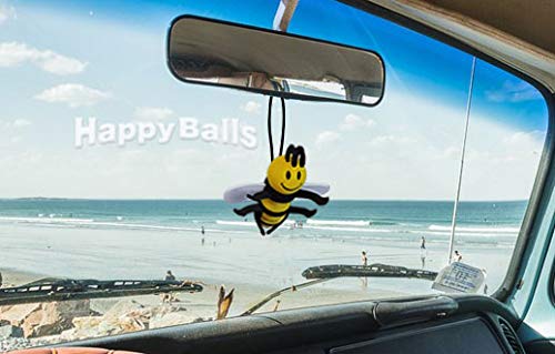 HappyBalls Happy Bee Car Antenna Topper/Mirror Dangler/Desktop Spring Stand Bobble (Fits Thick Fat Style Antenna)