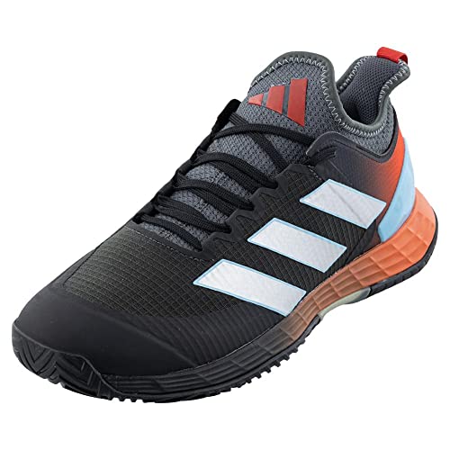adidas Men's Adizero Ubersonic 4 Tennis Shoe, Grey/Silver Metallic/Better Scarlet, 9.5