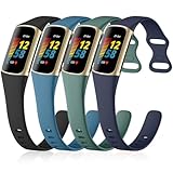 GEAK 4 Pack Slim Band Compatible with Fitbit Charge 5/6 Bands for Women & Men, Soft Silicone Sport Replacement Wristbands for Fitbit Charge 5/6 Fitness Tracker, Black/Plum/Slate/Pine Green