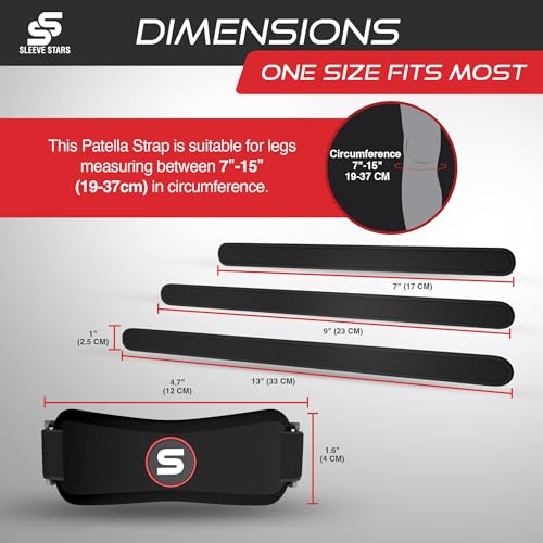 Image of Sleeve Stars Patellar Tendon Support Strap Osgood Schlatter Knee Brace for Youth, Women & Men, Swedish Brand Patella Knee Strap for Arthritis & Pain, Kids Knee Brace w / 3 Lengths (Black /Kids)