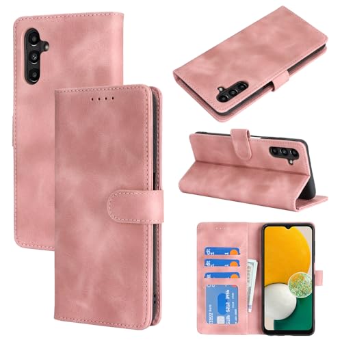 Étui portefeuille Galaxy A13 5G Samsung en cuir rose doré