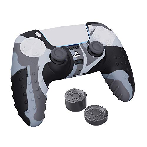 Silikon-Grip-Pack (Silikon-Haut - Camouflage und 2 Pro-Form-Daumengriffe - Grau) für Playstation 5 PS5-Controller