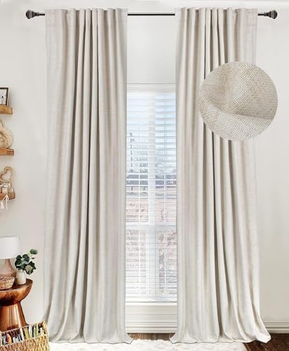 Photo 1 of 100% Blackout Shield Linen Blackout Curtains for Bedroom 96 Inches Long
