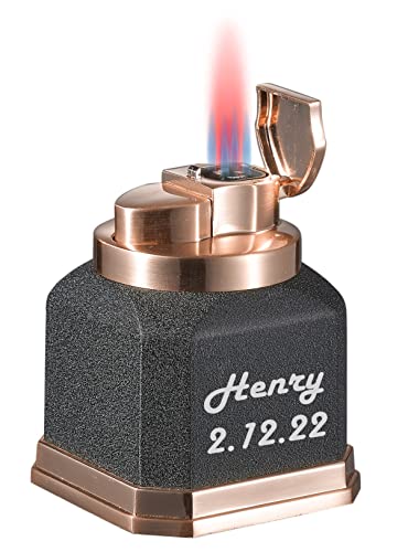 Visol Redferno Torch Lighter, Quad Flame, Refillable, Windproof, Adjustable Flame, Black Crackle and Copper Finish, Unique Cube Shape, Table Lighter