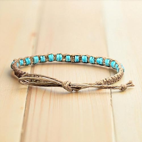 Image of BlueRica Hemp Anklet with Puka Shell Beads