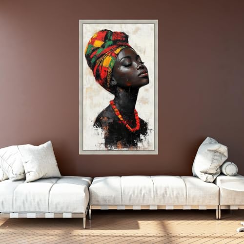 Tableau femme africaine prêt à accrocher pour habiller un mur vide