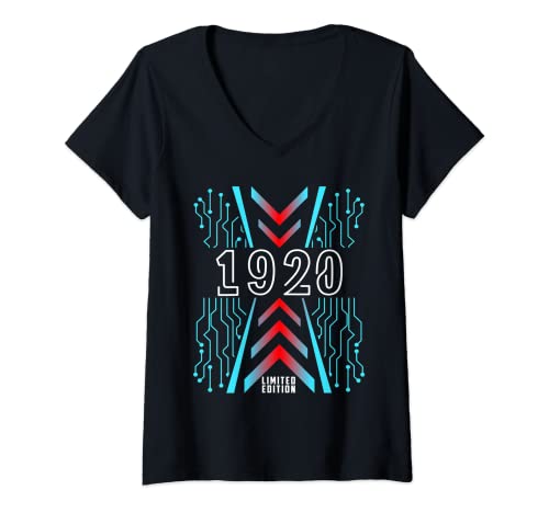 Mujer Cumpleaños 1920 Edición limitada Regalo Usado Gaming Vintage Camiseta Cuello V