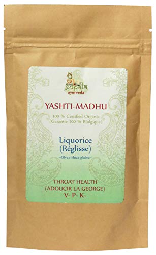 YASTIMADHU -réglisse- (Glycyrrhiza glabra) BIO en poudre (100g) - Plante Ayurvédique Traditionnelle pour adoucir la gorge Cover