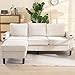 Merax Ecksofa 3-Sitzer Sofa mit Polsterhocker, Gepolstertes Sofa mit USB & Typ-C, 2 Getränkehaltern, L-förmiges Schlafsofa, Polstermöbel für Wohnzimmer, Wohnung, Lounge und Schlafzimmer, Beige
