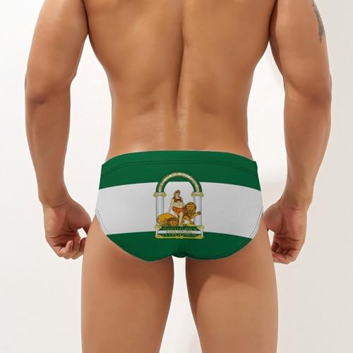 Flag of Andalucía Men's Swim Briefs Low Waist Bikini Swimsuit Underwear Beach Swimwear2