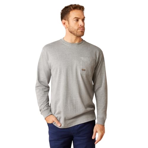 Image of Ariat Men's Rebar Cotton Strong Chainsaw Logo T-Shirt, Heather Grey, Large