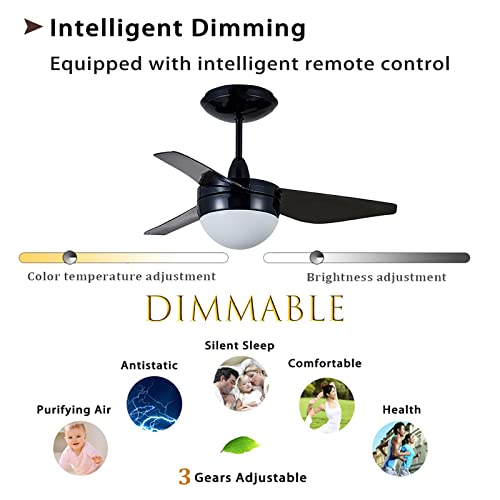Ventilateur de plafond 32" avec éclairage LED dimmable et télécommande DC