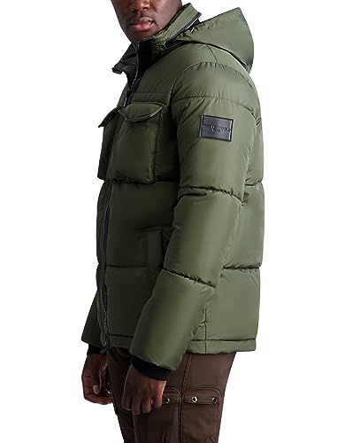 Image of KARL LAGERFELD Men's Quilted Zip Out Hood Puffer Jacket