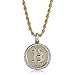 TOPGRILLZ Fully Iced Out CZ 14K Gold Plated Bitcoin Cryptocurrency Pendant Necklace Chain Men