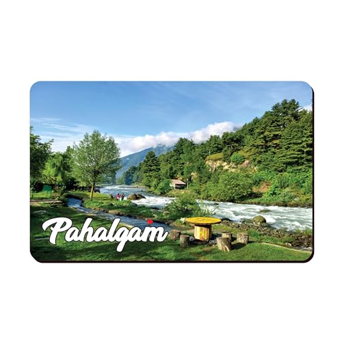 Image of Elegant Fridge Magnet with Themes |Rectangular Size Refrigerator Magnet with Magnetic Rubber Back | Pack of 1, 8.6cm X 5.4cm (Pahalgam)