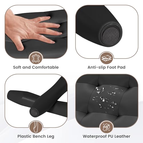 NOVATAGE Piano Bench with Storage, Wooden Keyboard Bench with Waterproof Padded Cushion, PP Legs, Storage Compartment for Music Books, Comfortable PU Leather Piano Stool (Black)