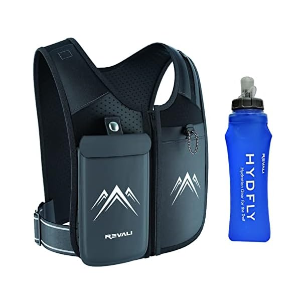 REVALI-Running-Vest-USA-Original-Patent-Zip-Reflective-Running-Vests-with-500ml-Hydration-Bottle-Adjustable-Waistband-Breathable-Material-Chest-Pack-Gear-Phone-Holder-for-Running-Men-Women REVALI Running Vest, USA Original Patent, Zip Reflective Running Vests with 500ml Hydration Bottle, Adjustable Waistband & Breathable Material, Chest Pack Gear Phone Holder for Running, Men & Women