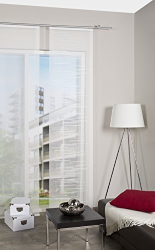 Home Fashion Panel japonés Estructura de Lino, poliéster, 245 x 60 cm, Color Crudo