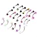 Generic 20pcs Multicolor Stainless Steel Ball Barbell Eyebrow Rings Bars Tragus Piercing Set