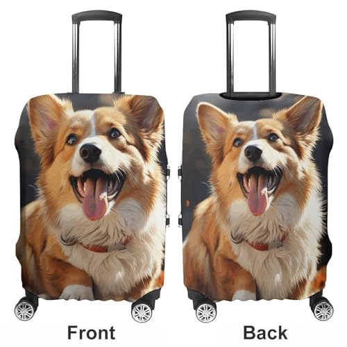 Travel Luggage Cover Elastic Washable Suitcase Cover Fashion Scratch-Resistant Baggage Covers Cute Corgi Dog Suitcase Protector Fit 18-32 Inch Luggage3
