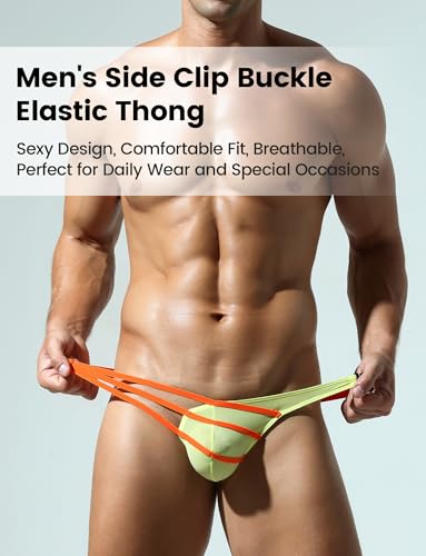 Panegy Men's Crisscross Straps Thongs Novelty Soft Color-Block G-Strings Low Waist Side Buckles Underwear2