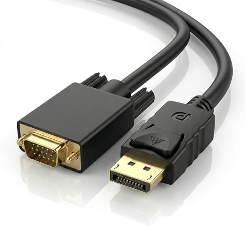 Hexchuang DisplayPort to VGA Cable Display Port DP to VGA Adapter Cord Male to Male HD Video 1080P for Computer, Monitor, TV, Projector (Not Bidirectional, Not Supported with VGA to DP) (1.5M)