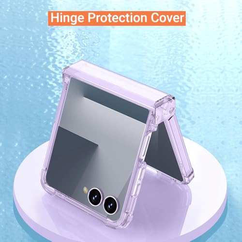 Image of Kapa Clear Airbag with Hinge Protection Back Case for Samsung Galaxy Flip7 / Z Flip 7 | Transparent Shockproof Slim Hard Protective Cover (Purple)