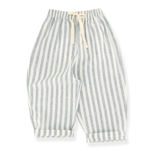 ACESTAR Toddler Boy Thin Cotton Linen Pants, Striped Baggy Wide Leg Pants for Boys Girls Casual Spring Summer Trousers, Blue, 5-6 Years — Amazon listing image
