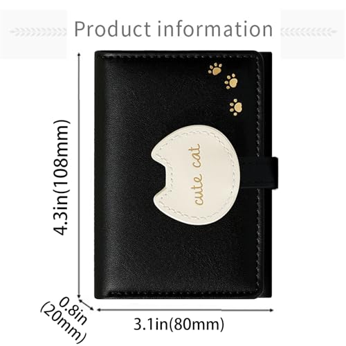 Kawaii Cat Pattern Wallet for Women and Ladies Small Cute Black Thin Mini Wallet with ID Window Compact Wallet for Women Ladies3