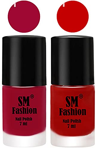Image of Long Lasting Nail Polish | Nail Paint Combo 7 ml Each) - Set of 2 Pure Wine-Orange