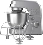 Hamilton Beach 7-Speed Mélangeur de stand pour la cuisson, 300W, 4 Bol en acier inoxydable Quart, Crochet de digue, fouet, batteur plat, bouclier amovible d'éclaboussure, argent (63385)