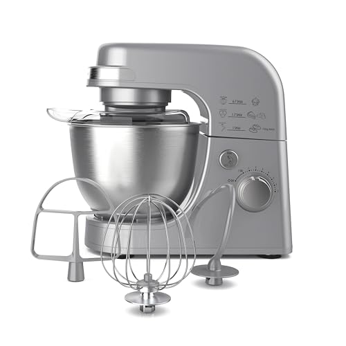 Hamilton Beach Electric Stand Mixer, 4 Quarts, Dough Hook, Flat Beater Attachments, Splash Guard 7 Speeds with Whisk, Silver by Hamilton Beach - Used condition - US$97.41