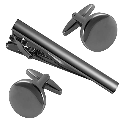 Image of GWD Cufflinks and Tie Clip Set Personalized Cuff Links Business Wedding