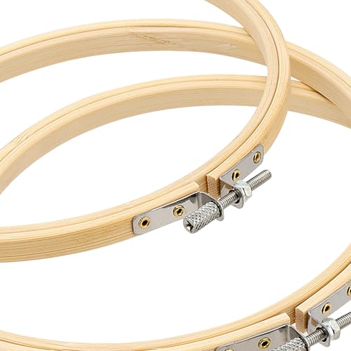 Image of SEHOI 25 Pieces 6 Inch Bamboo Embroidery Hoops, Wooden Round Adjustable Bamboo Circle Cross Stitch Hoop Rings for Art Craft Handy Sewing