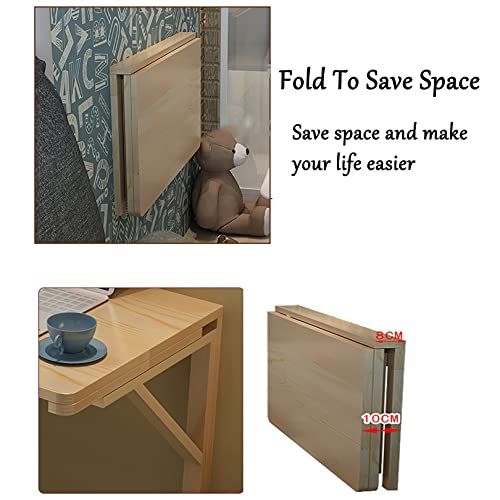 Bureau d'ordinateur mural pliable table suspendue rabattable bois massif double support