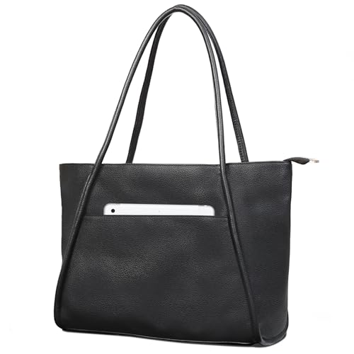 Image of Large Tote Bag for Women Work with Zipper 16L Vegan Leather Ladies Travel Purses and Handbags