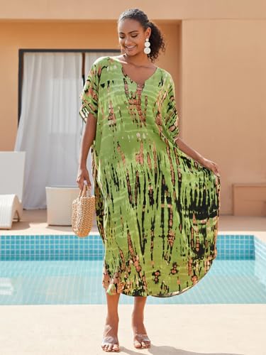 Image of Kaftan Dresses for Women Plus Size Bathing Suit Cover up Caftan Maxi Beach Dresses
