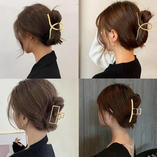 4 peças de clipes de garra grandes de metal para cabelos grossos e pesados, fixação forte, grampo de