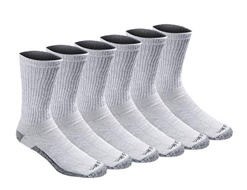 Dickies Men's Multi-Pack Dri-Tech 2.0 Moisture Control Heel-Lock Crew Socks, Grey (6 Pairs), Shoe Size: 6-12
