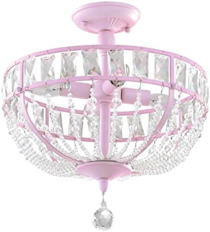 Firefly Home & Kids Lighting Audrey Semi Flush Crystal Chandelier in Pink