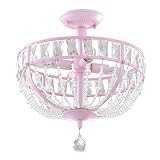 Firefly Home & Kids Lighting Audrey Semi Flush Crystal Chandelier in Pink