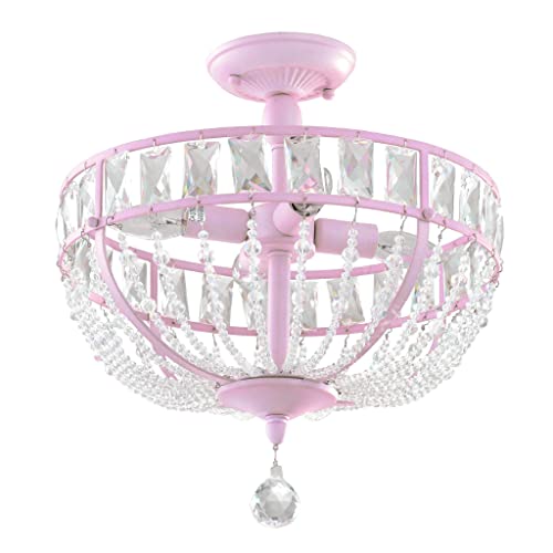 Firefly Home & Kids Lighting Audrey Semi Flush Crystal Chandelier In Pink #TOP16