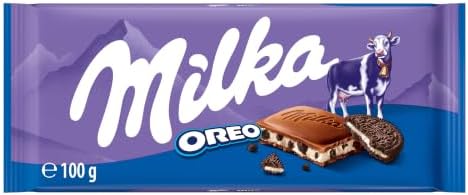 Milka OREO Tafelschokolade, 100 g | Alpenmilch-Schokolade gefüllt mit knusprigen OREO-Keks-Stückchen und feiner Vanillecrème
