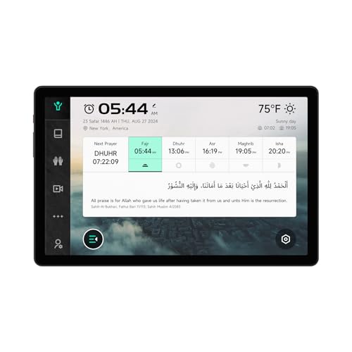 Jaroky Upgraded 10" Digital Muslim Azan Clock with WiFi, Worldwide Prayer Time, 114 Full Quran Audio, Customize Prayer Sounds/Wallpapers, 99 Names of Allah,Islamic Art, for Ramadan & Daily Use